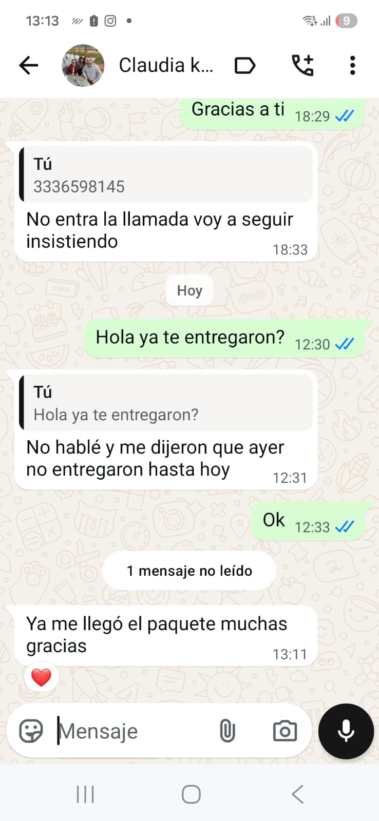 Conversación de WhatsApp con Daniela Navarro