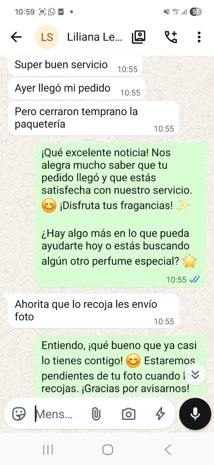 Conversación de WhatsApp con Lucía Benítez